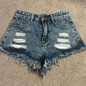 Short, ripped, jean shorts
